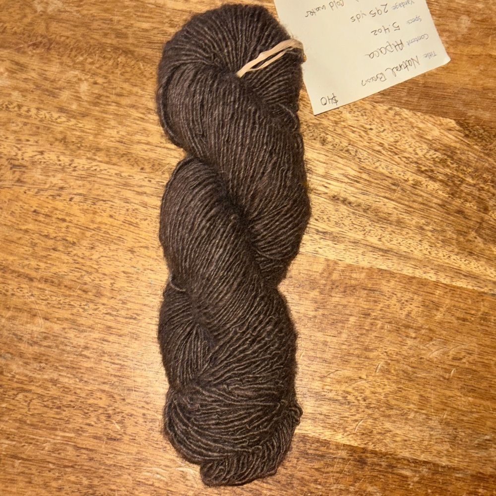Handspun natural Brown Alpaca Yarn Skein